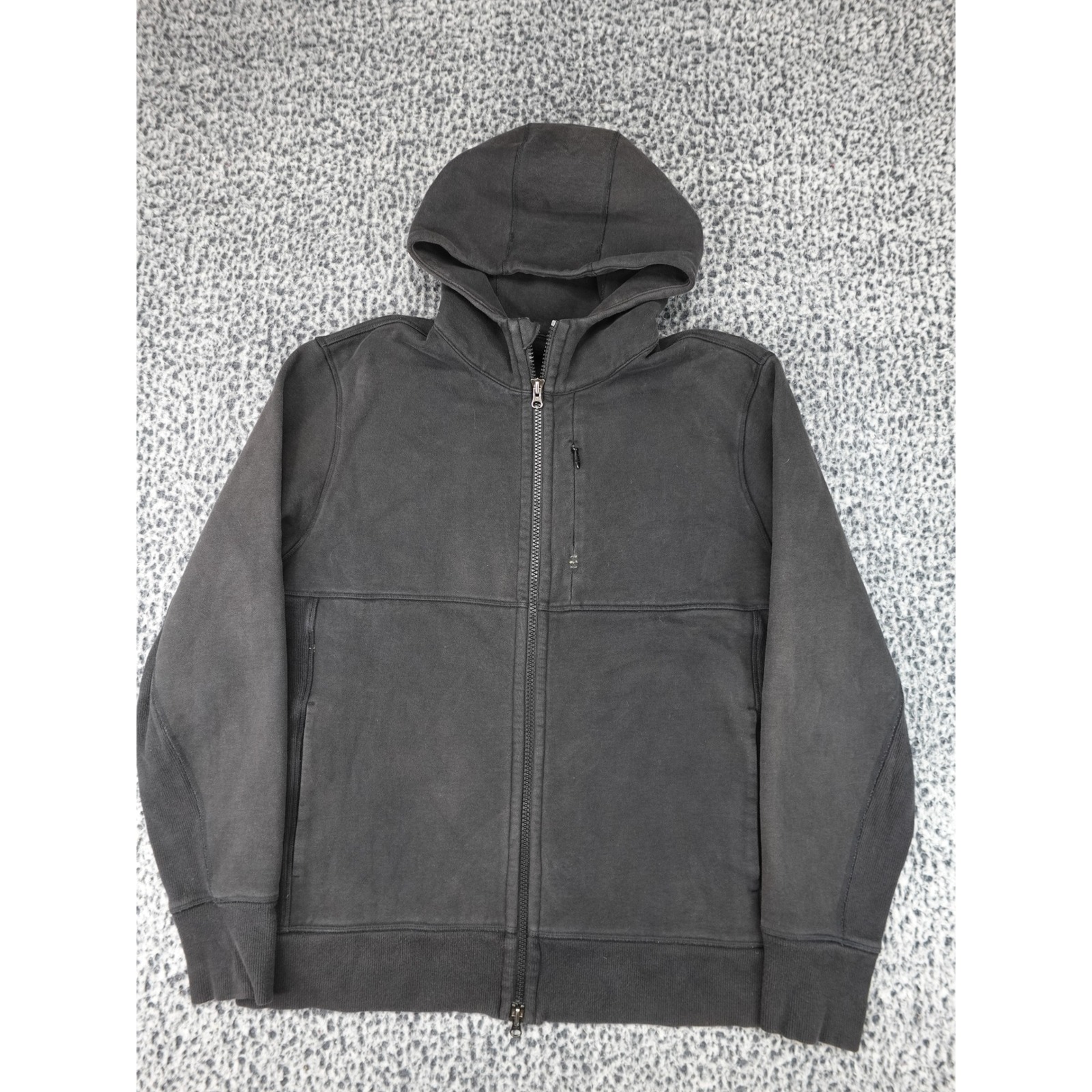 Lululemon Hoodie Mens Xl Black Full Zip Fleece Lined Faded Sporty Jacket